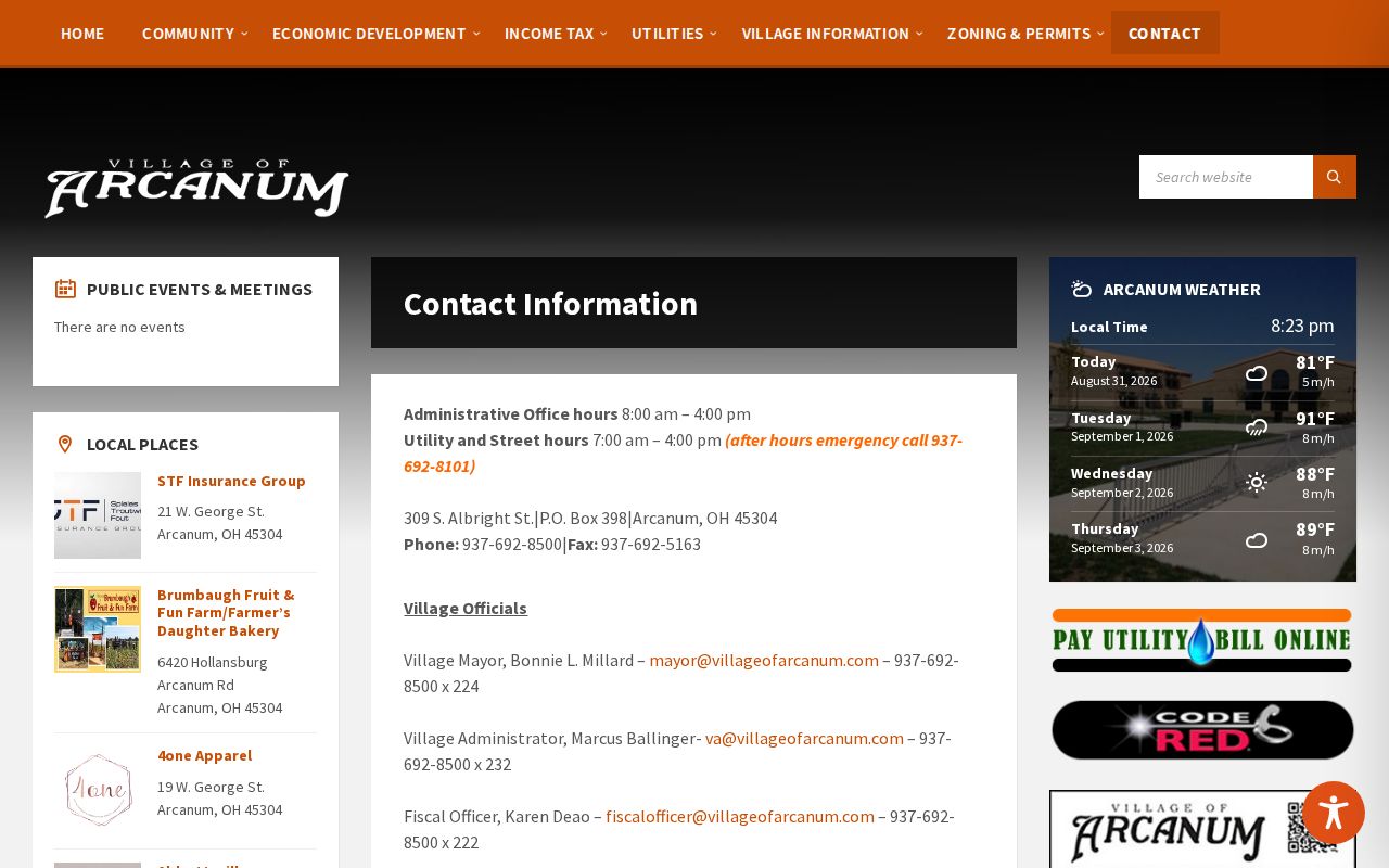 Arcanum court records context at the Arcanum Village Office