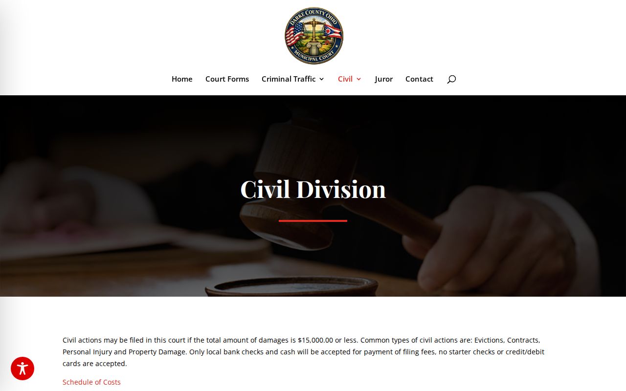 Darke County civil court docket Municipal Civil Division jurisdiction information