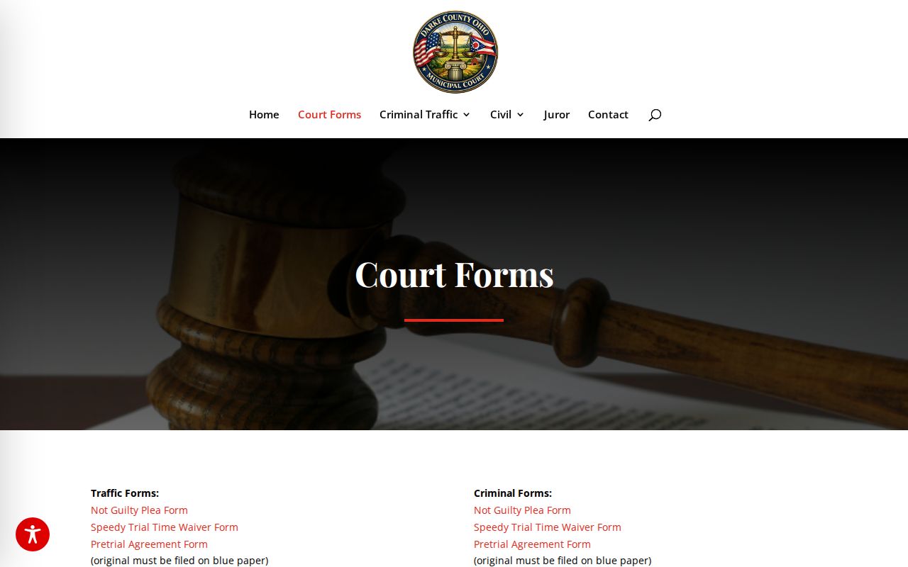 Darke County criminal court docket forms and record request materials