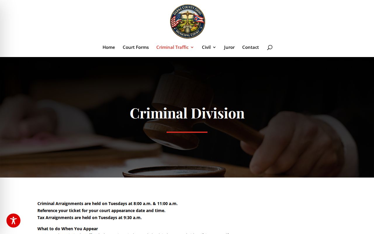 Darke County criminal docket Municipal Court arraignment information