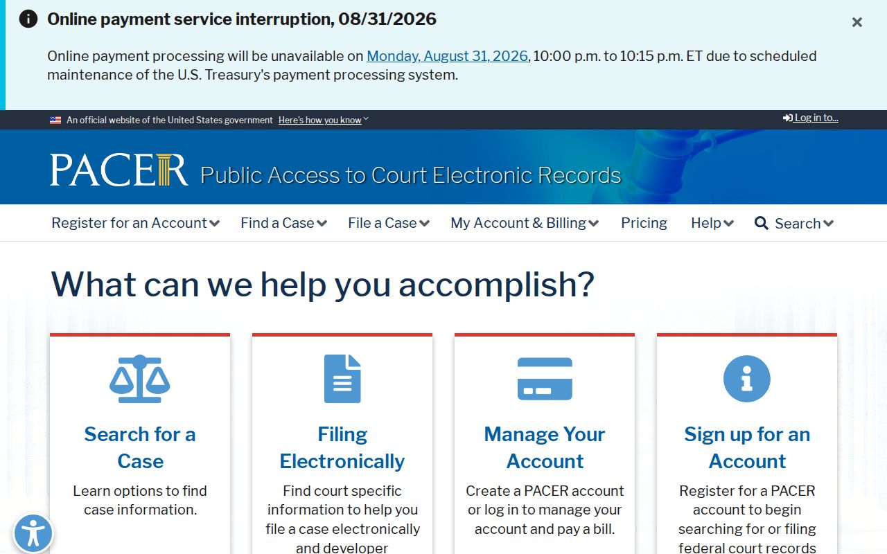 Darke County court docket federal PACER access